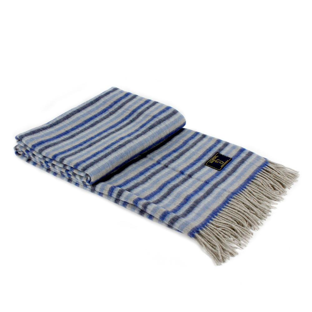 Manta Cachemira Lignes Azul - Imagen 2